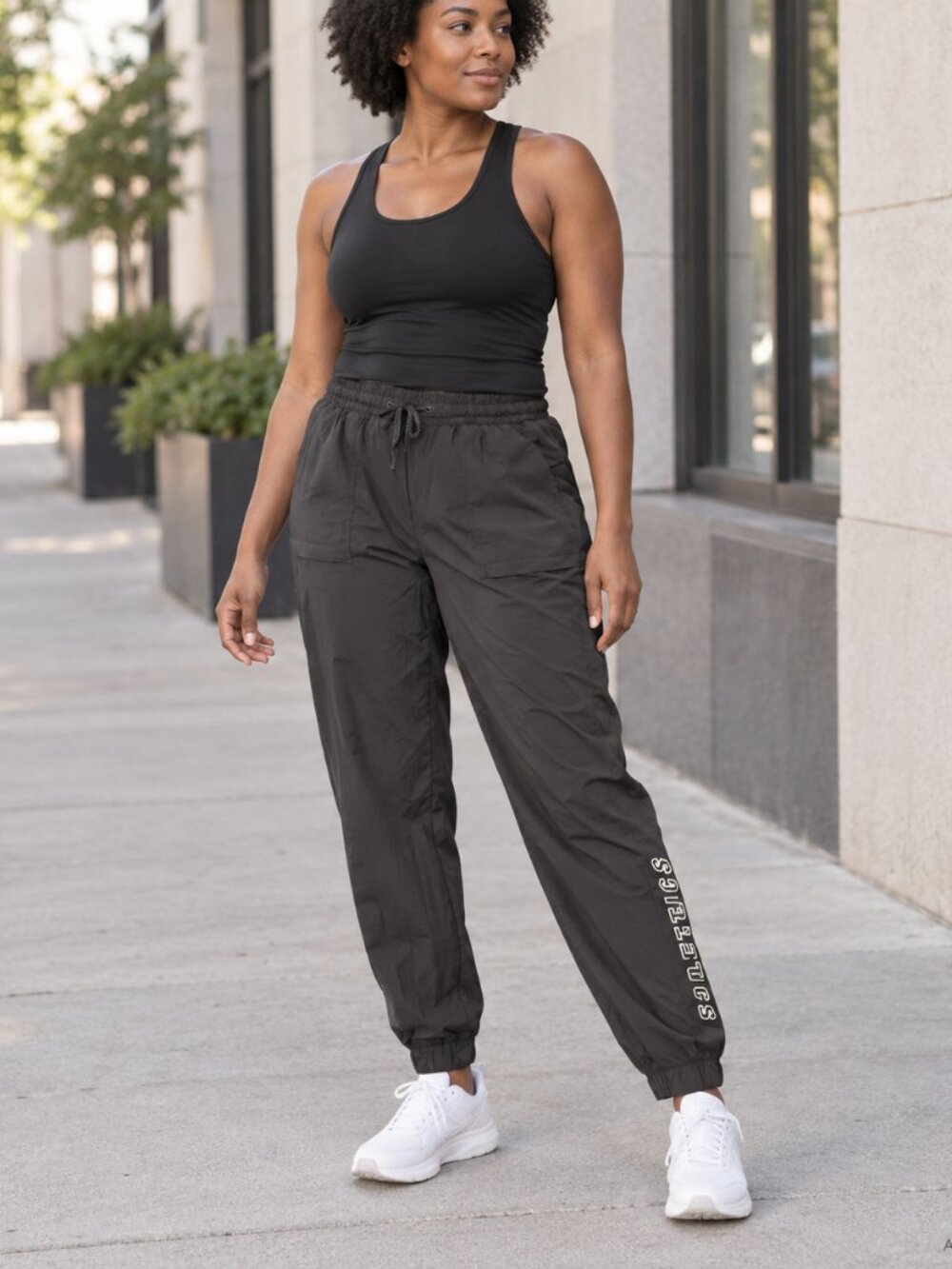 Fabletics Black Woven Logo Drawstring Joggers Size S